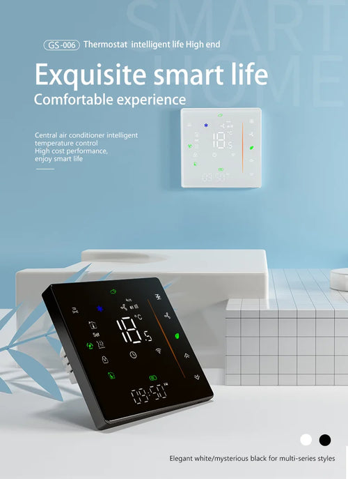 2026 Newest WiFi Digital Thermostat for HVAC Fan Coil Unit 10K NTC Sensor Hospital Use 2 Pipe 4Pipe Graphic Tuya Alexa Voice