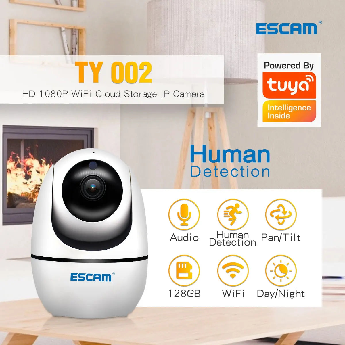 Tuya  APP AI Humanoid Motion Detection 2MP 1080P  IP Camera WIFI Indoor Baby Monitor Night Vision Intercom Baby Monitor