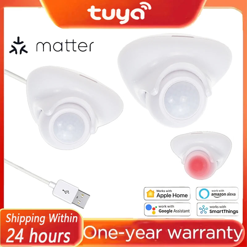 Tuya Human Presence Motion Sensor Matter Thread USB PIR Motion Sensor Smart PIR Sensor Human Body Infrared Motion Detector