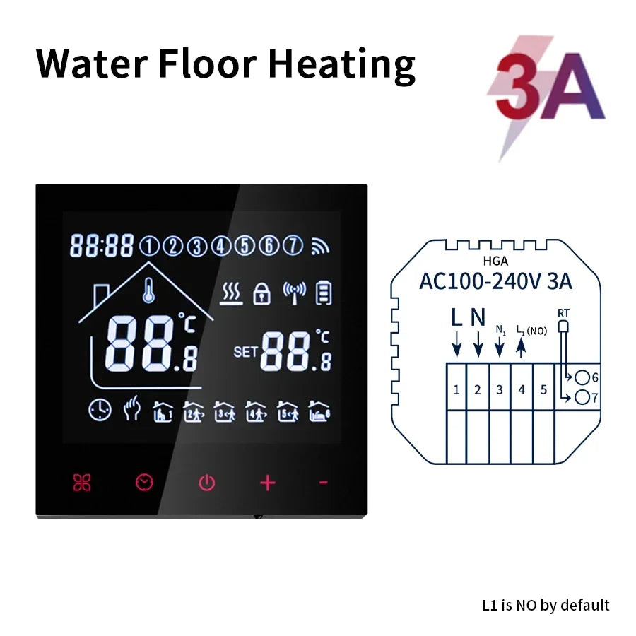 Tuya WiFi Smart Thermostat LCD Display Touch Screen Electric Floor Heating Water/Gas Boiler Thermostat Work With Alexa Alice
