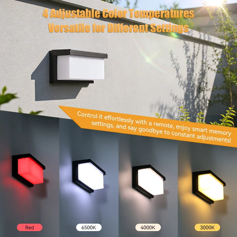 Intelligent Solar Powered Wall Lamp Ip65 Waterproof 4 Color Remote Control Garden Decoration Lamp Entrance Courtyard Lighting