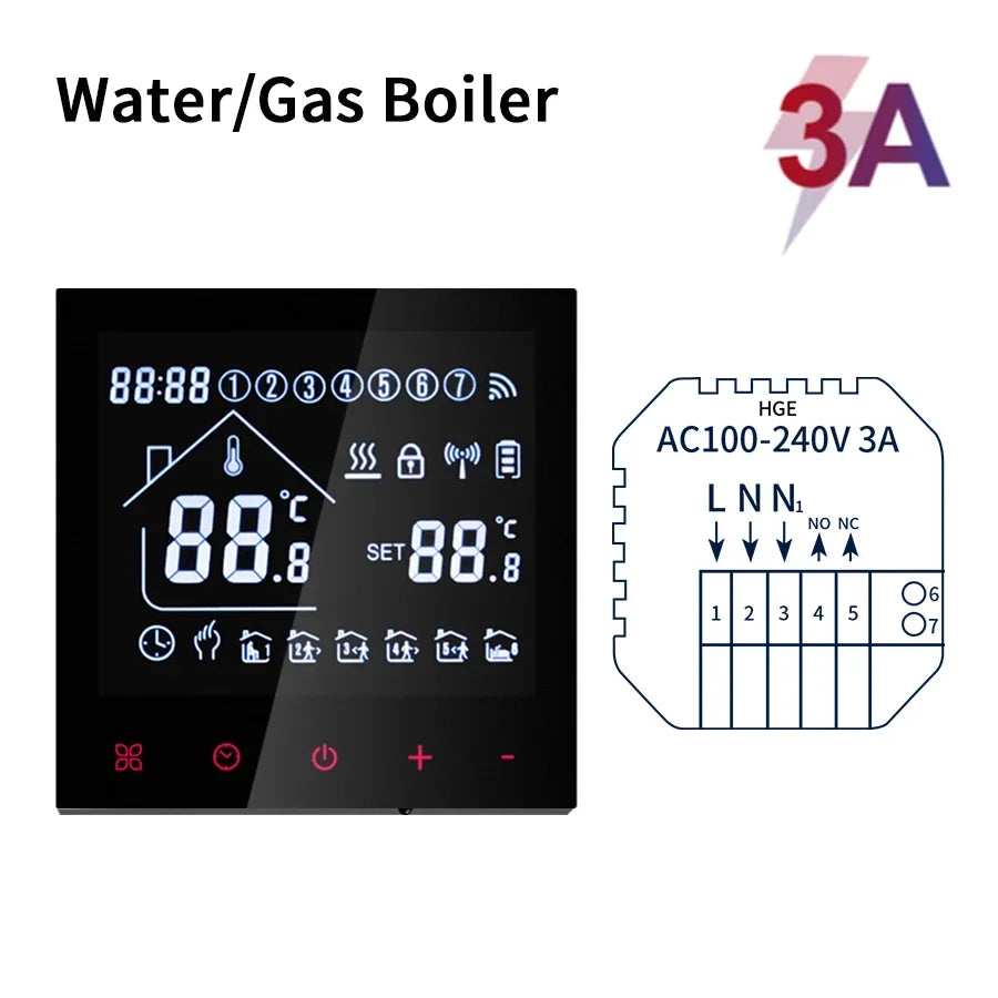 Tuya WiFi Smart Thermostat LCD Display Touch Screen Electric Floor Heating Water/Gas Boiler Thermostat Work With Alexa Alice