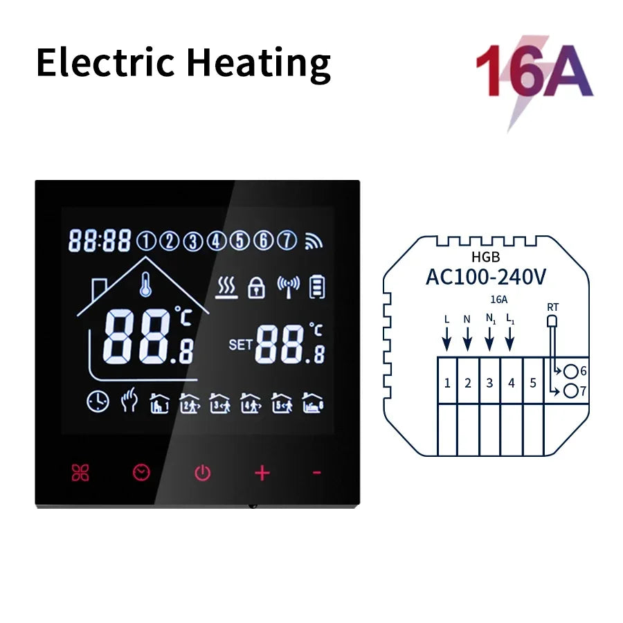 Tuya WiFi Smart Thermostat LCD Display Touch Screen Electric Floor Heating Water/Gas Boiler Thermostat Work With Alexa Alice